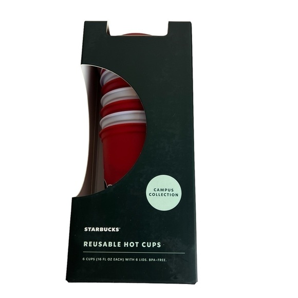 NEW Starbucks Reusable Hot Cups San Diego State University SDSU Aztecs Set Of 6 - Picture 2 of 2